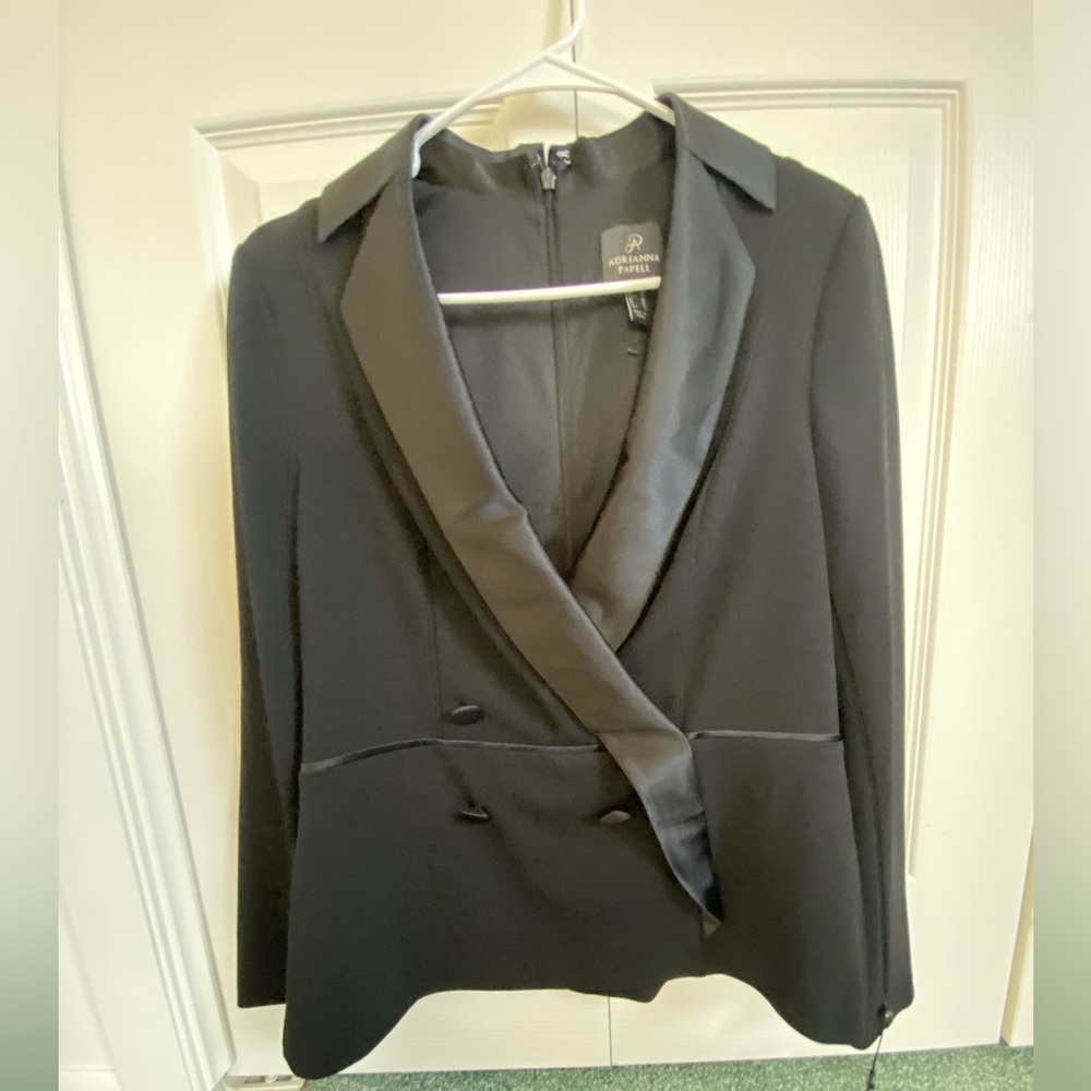 Adrianna Papell Black Satin-Trim Blazer